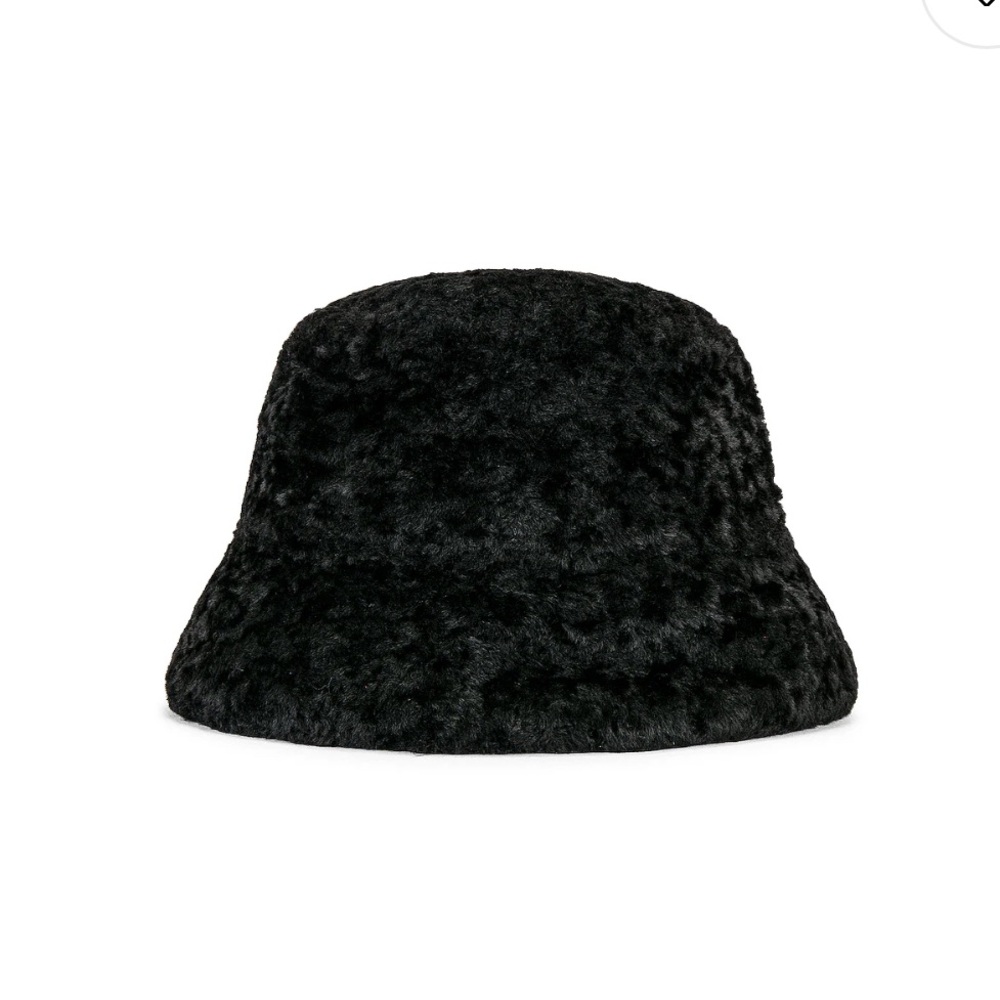 Black Textured Bucket Hat with Velvet Finish